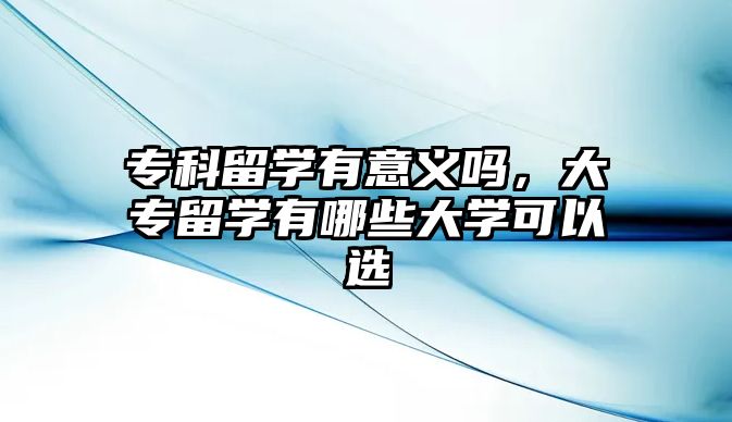 專科留學(xué)有意義嗎，大專留學(xué)有哪些大學(xué)可以選