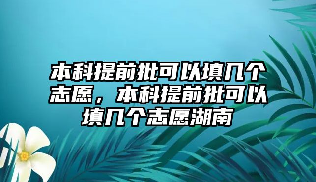 本科提前批可以填幾個(gè)志愿，本科提前批可以填幾個(gè)志愿湖南