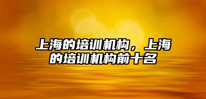 上海的培訓機構(gòu)，上海的培訓機構(gòu)前十名