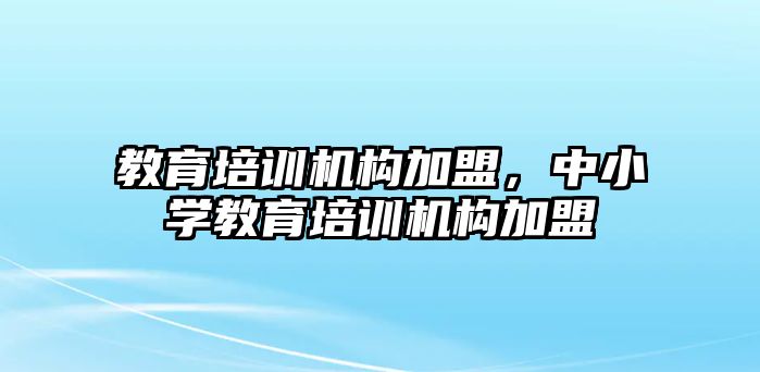 教育培訓(xùn)機構(gòu)加盟，中小學(xué)教育培訓(xùn)機構(gòu)加盟