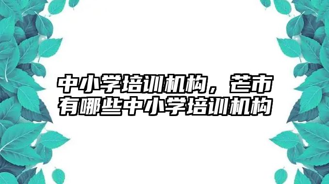 中小學培訓機構，芒市有哪些中小學培訓機構