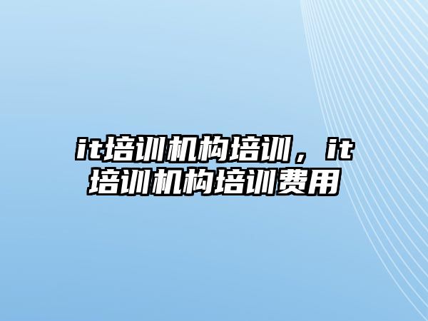 it培訓機構培訓，it培訓機構培訓費用