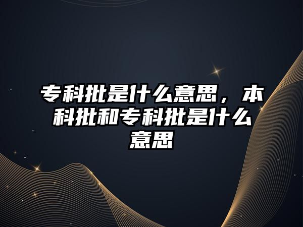 專科批是什么意思，本科批和專科批是什么意思