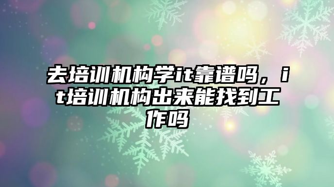 去培訓機構(gòu)學it靠譜嗎，it培訓機構(gòu)出來能找到工作嗎