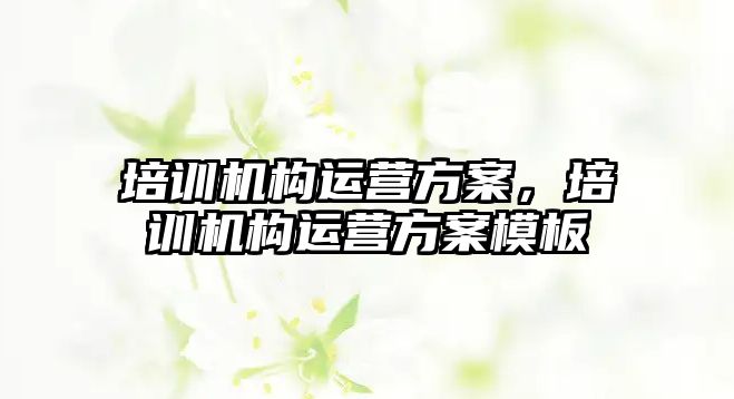 培訓機構(gòu)運營方案，培訓機構(gòu)運營方案模板