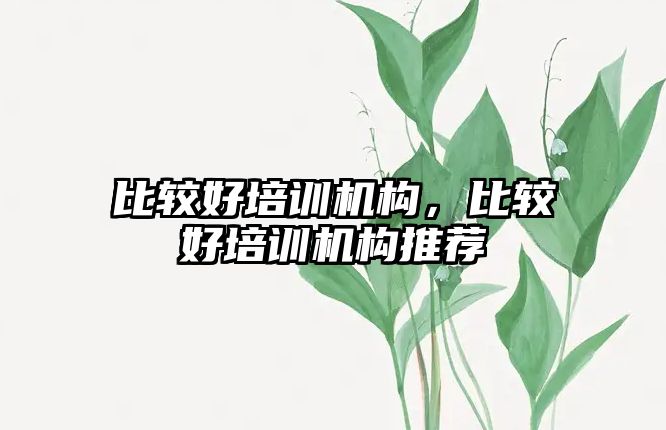 比較好培訓機構(gòu)，比較好培訓機構(gòu)推薦