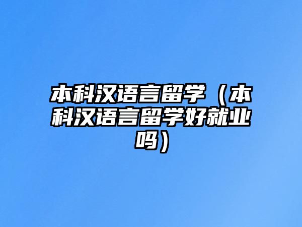 本科漢語言留學（本科漢語言留學好就業(yè)嗎）