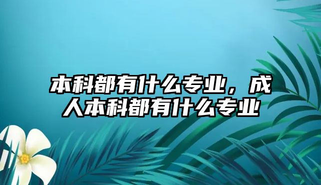 本科都有什么專業(yè)，成人本科都有什么專業(yè)