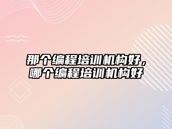 那個編程培訓(xùn)機構(gòu)好，哪個編程培訓(xùn)機構(gòu)好