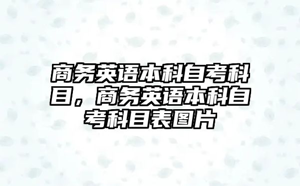 商務(wù)英語本科自考科目，商務(wù)英語本科自考科目表圖片