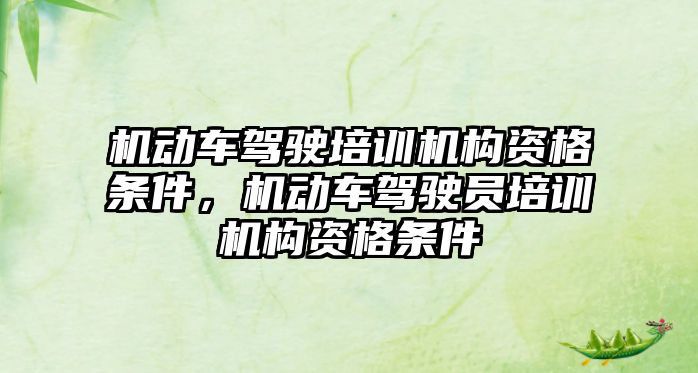 機動車駕駛培訓機構資格條件，機動車駕駛員培訓機構資格條件