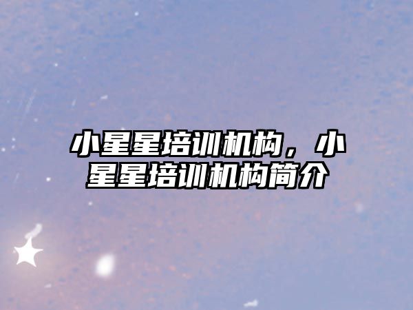 小星星培訓機構，小星星培訓機構簡介