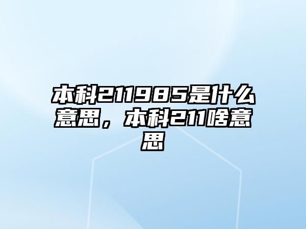 本科211985是什么意思，本科211啥意思