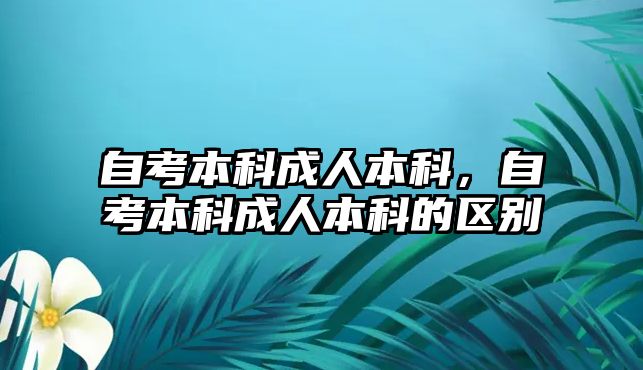 自考本科成人本科，自考本科成人本科的區(qū)別