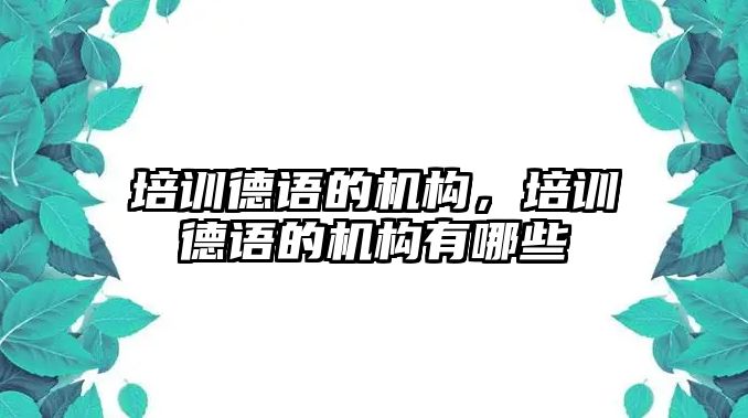 培訓(xùn)德語的機(jī)構(gòu)，培訓(xùn)德語的機(jī)構(gòu)有哪些