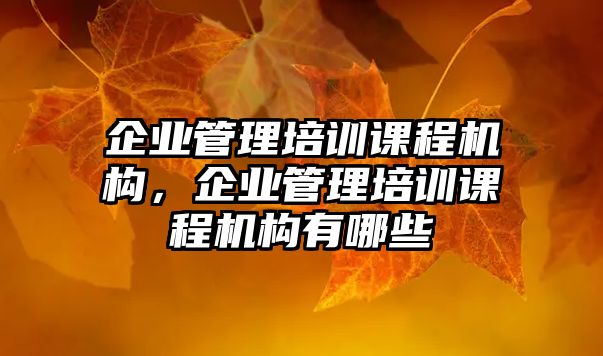 企業(yè)管理培訓課程機構，企業(yè)管理培訓課程機構有哪些