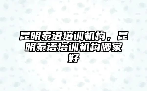 昆明泰語培訓(xùn)機(jī)構(gòu)，昆明泰語培訓(xùn)機(jī)構(gòu)哪家好