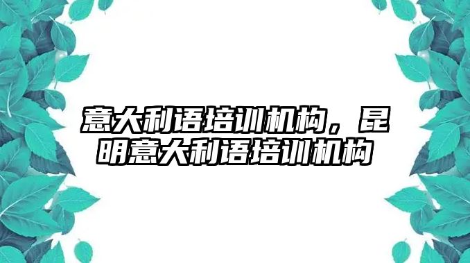 意大利語(yǔ)培訓(xùn)機(jī)構(gòu)，昆明意大利語(yǔ)培訓(xùn)機(jī)構(gòu)