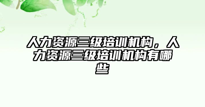 人力資源三級培訓(xùn)機(jī)構(gòu)，人力資源三級培訓(xùn)機(jī)構(gòu)有哪些