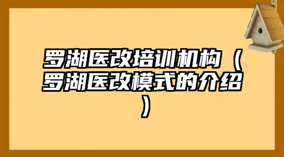 羅湖醫(yī)改培訓機構（羅湖醫(yī)改模式的介紹）