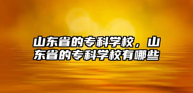 山東省的專科學(xué)校，山東省的專科學(xué)校有哪些