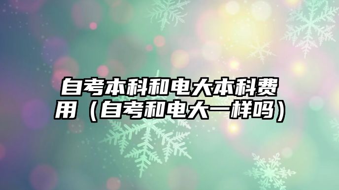 自考本科和電大本科費(fèi)用（自考和電大一樣嗎）