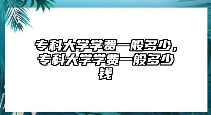 專科大學(xué)學(xué)費(fèi)一般多少，專科大學(xué)學(xué)費(fèi)一般多少錢