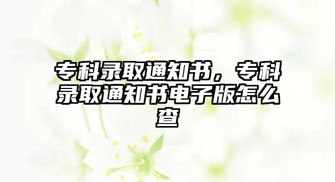 專科錄取通知書，專科錄取通知書電子版怎么查