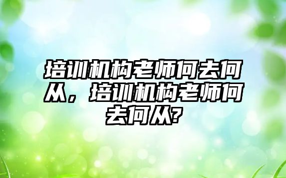 培訓機構老師何去何從，培訓機構老師何去何從?