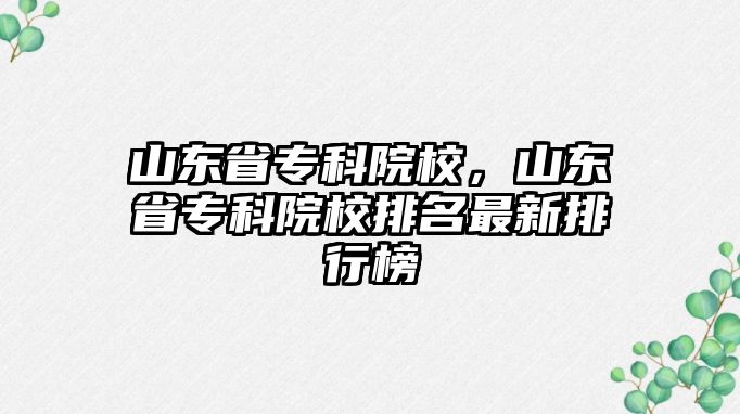 山東省專科院校，山東省專科院校排名最新排行榜