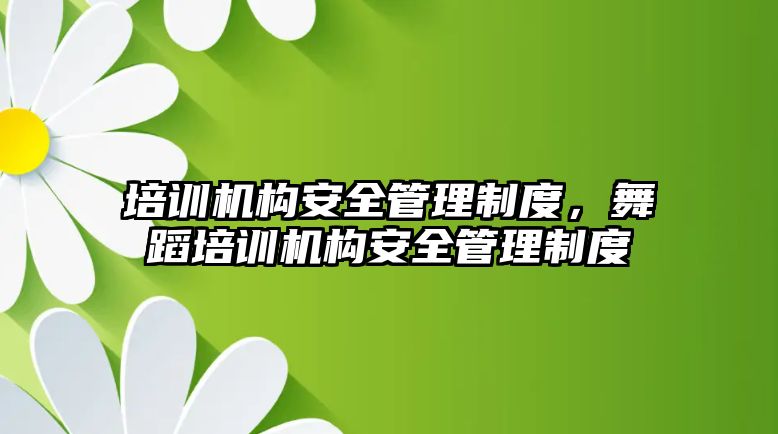 培訓(xùn)機構(gòu)安全管理制度，舞蹈培訓(xùn)機構(gòu)安全管理制度