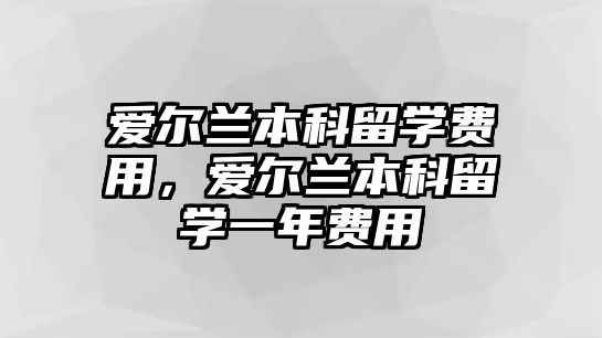 愛爾蘭本科留學(xué)費用，愛爾蘭本科留學(xué)一年費用