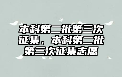 本科第二批第三次征集，本科第二批第三次征集志愿