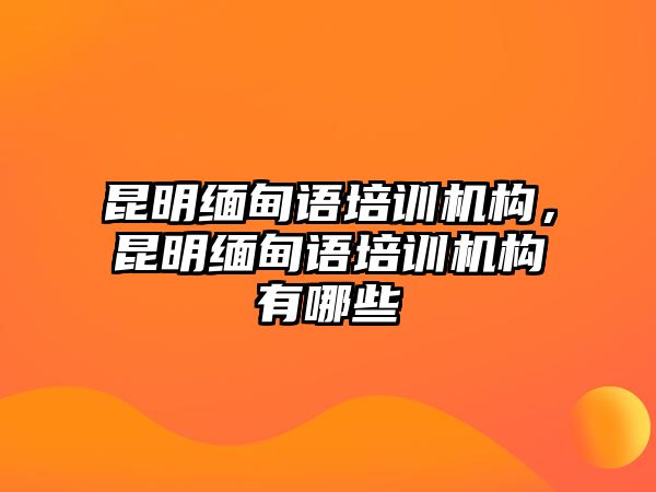 昆明緬甸語培訓(xùn)機(jī)構(gòu)，昆明緬甸語培訓(xùn)機(jī)構(gòu)有哪些