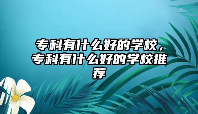 專科有什么好的學(xué)校，專科有什么好的學(xué)校推薦