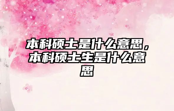 本科碩士是什么意思，本科碩士生是什么意思