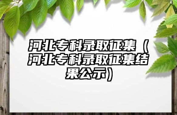 河北專科錄取征集（河北專科錄取征集結(jié)果公示）