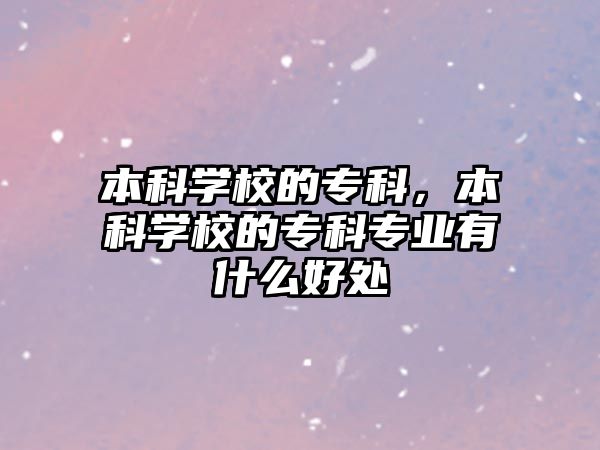 本科學校的專科，本科學校的專科專業(yè)有什么好處