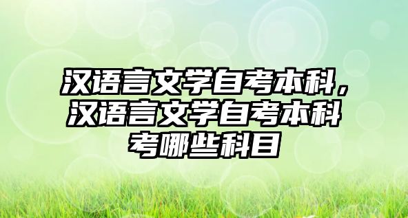 漢語言文學(xué)自考本科，漢語言文學(xué)自考本科考哪些科目