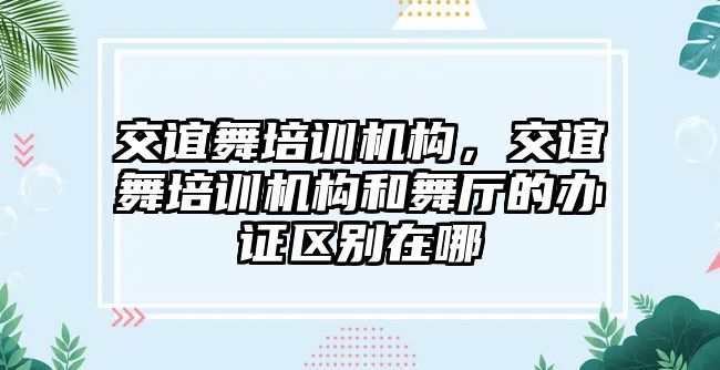 交誼舞培訓(xùn)機構(gòu)，交誼舞培訓(xùn)機構(gòu)和舞廳的辦證區(qū)別在哪