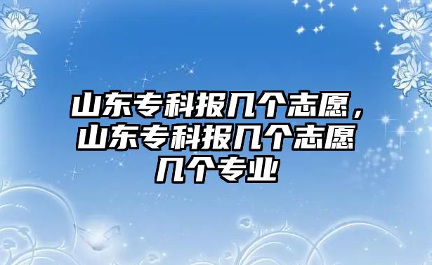 山東專科報(bào)幾個(gè)志愿，山東專科報(bào)幾個(gè)志愿幾個(gè)專業(yè)