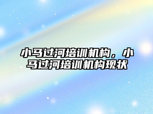 小馬過河培訓機構，小馬過河培訓機構現(xiàn)狀