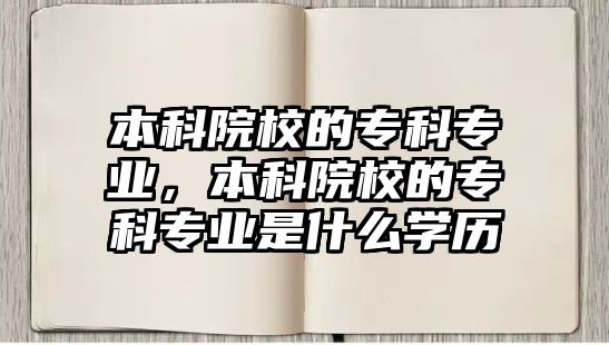 本科院校的專科專業(yè)，本科院校的專科專業(yè)是什么學(xué)歷