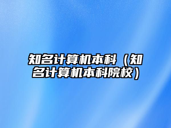 知名計算機本科（知名計算機本科院校）