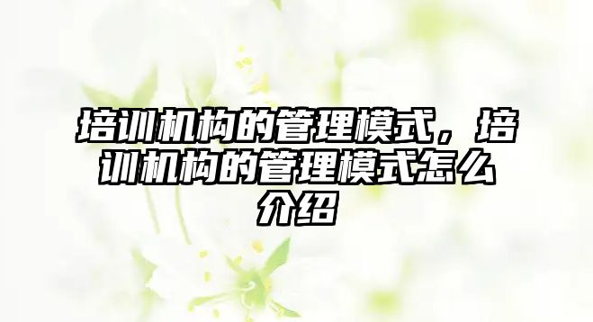 培訓機構(gòu)的管理模式，培訓機構(gòu)的管理模式怎么介紹