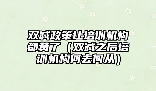 雙減政策讓培訓機構(gòu)都黃了（雙減之后培訓機構(gòu)何去何從）