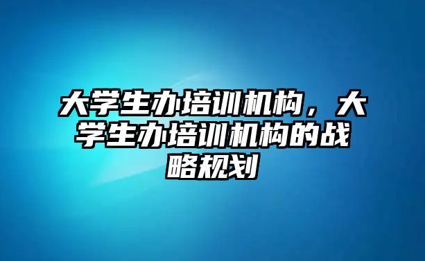 大學生辦培訓機構，大學生辦培訓機構的戰(zhàn)略規(guī)劃