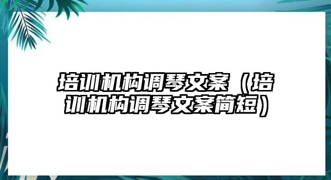 培訓(xùn)機(jī)構(gòu)調(diào)琴文案（培訓(xùn)機(jī)構(gòu)調(diào)琴文案簡(jiǎn)短）