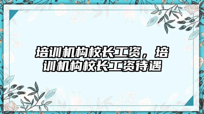 培訓(xùn)機構(gòu)校長工資，培訓(xùn)機構(gòu)校長工資待遇