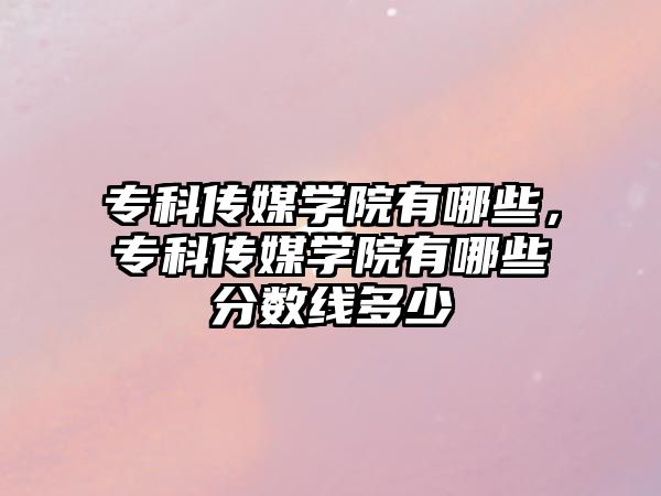 專科傳媒學(xué)院有哪些，專科傳媒學(xué)院有哪些分?jǐn)?shù)線多少